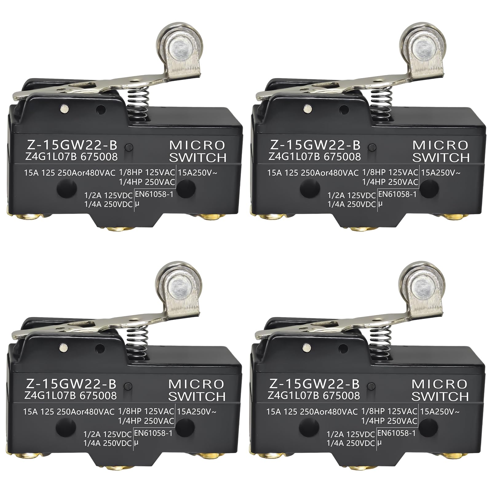 4 PCS Z-15GW22-B Micro Limit Switch Hinge Roller Lever SPDT 15A